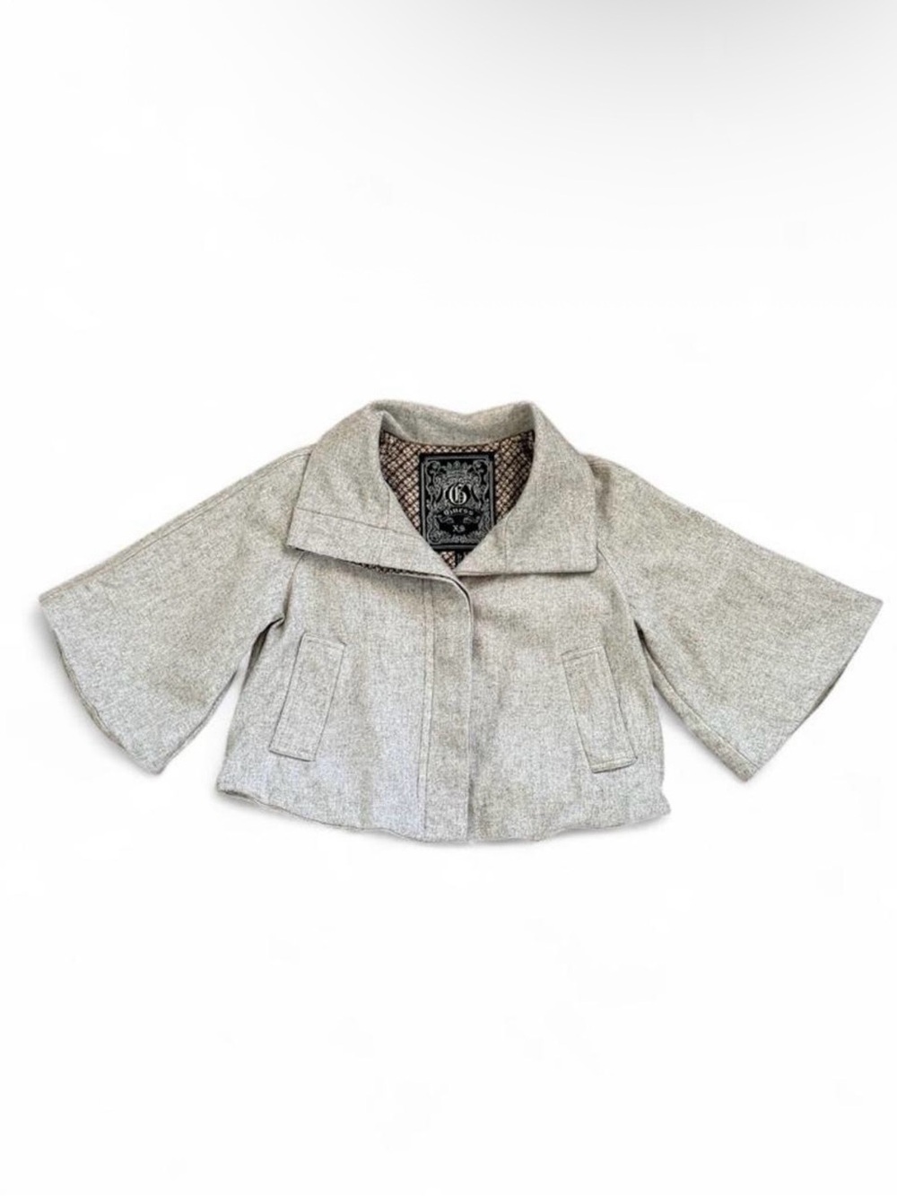 Guess Light Gray Cropped Cape Jacket